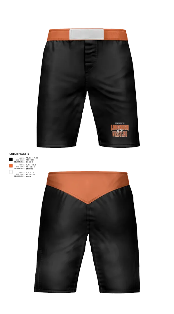 Fight Shorts, Dorchester Longhorn Wrestling, Wrestling, Teamtime, Team time, sublimation, custom sports apparel, team uniforms, spirit wear, spiritwear, sports uniforms, custom shirts, team store, custom team store, fundraiser sports, apparel fundraiser