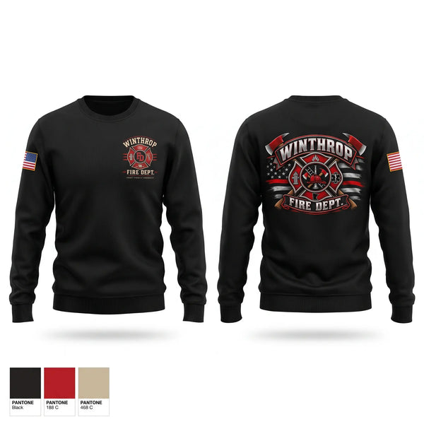 Crew Neck Sweatshirt, Winthrop Fire Department, Fire Department, Teamtime, Team time, sublimation, custom sports apparel, team uniforms, spirit wear, spiritwear, sports uniforms, custom shirts, team store, custom team store, fundraiser sports, apparel fundraiser