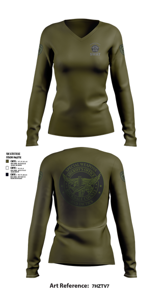 Womens Long Sleeve Vneck Shirt, Rockdale SWAT, Police, Teamtime, Team time, sublimation, custom sports apparel, team uniforms, spirit wear, spiritwear, sports uniforms, custom shirts, team store, custom team store, fundraiser sports, apparel fundraiser