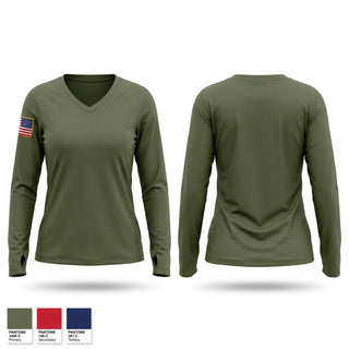 Womens Long Sleeve Vneck Shirt, MWHS-1, Marines, Teamtime, Team time, sublimation, custom sports apparel, team uniforms, spirit wear, spiritwear, sports uniforms, custom shirts, team store, custom team store, fundraiser sports, apparel fundraiser