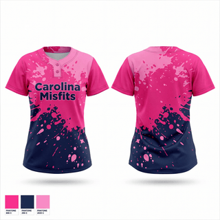 Two Button Softball Jersey, Carolina Misfits, Softball, Teamtime, Team time, sublimation, custom sports apparel, team uniforms, spirit wear, spiritwear, sports uniforms, custom shirts, team store, custom team store, fundraiser sports, apparel fundraiser