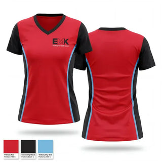 Womens Short Sleeve Vneck Shirt, Edward M Kennedy Academy for Health Career Track & Field, Track & Field, Teamtime, Team time, sublimation, custom sports apparel, team uniforms, spirit wear, spiritwear, sports uniforms, custom shirts, team store, custom team store, fundraiser sports, apparel fundraiser