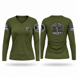 Womens Long Sleeve Vneck Shirt, Smyth County Sheriff’s Office S.E.R.T., Police, Teamtime, Team time, sublimation, custom sports apparel, team uniforms, spirit wear, spiritwear, sports uniforms, custom shirts, team store, custom team store, fundraiser sports, apparel fundraiser