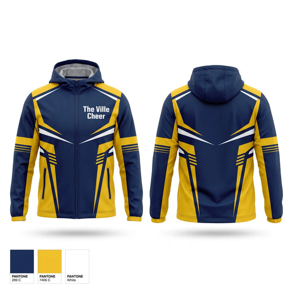 Windbreaker, The Ville Cheer, Cheer, Teamtime, Team time, sublimation, custom sports apparel, team uniforms, spirit wear, spiritwear, sports uniforms, custom shirts, team store, custom team store, fundraiser sports, apparel fundraiser