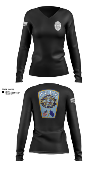 Womens Long Sleeve Vneck Shirt, Clermont PD, Police, Teamtime, Team time, sublimation, custom sports apparel, team uniforms, spirit wear, spiritwear, sports uniforms, custom shirts, team store, custom team store, fundraiser sports, apparel fundraiser