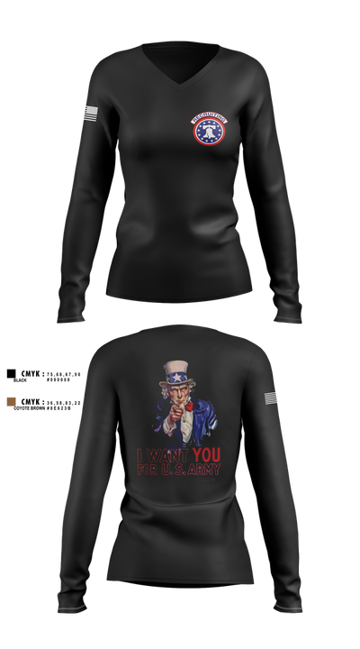 US Army I Want You 76454793 Women's Long Sleeve V-neck Shirt - 2 (1)