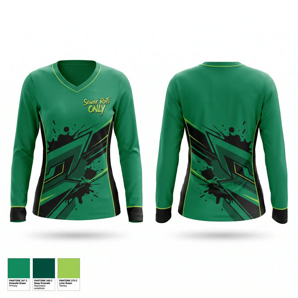 Womens Long Sleeve Vneck Shirt, Sewer Rats, Men's Soccer, Teamtime, Team time, sublimation, custom sports apparel, team uniforms, spirit wear, spiritwear, sports uniforms, custom shirts, team store, custom team store, fundraiser sports, apparel fundraiser