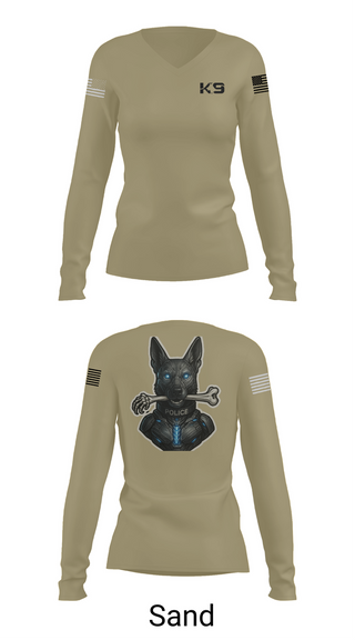 Womens Long Sleeve Vneck Shirt, Willoughby K9, Police, Teamtime, Team time, sublimation, custom sports apparel, team uniforms, spirit wear, spiritwear, sports uniforms, custom shirts, team store, custom team store, fundraiser sports, apparel fundraiser