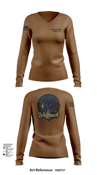 Womens Long Sleeve Vneck Shirt, Alpha Company, 742nd MI BN, , Teamtime, Team time, sublimation, custom sports apparel, team uniforms, spirit wear, spiritwear, sports uniforms, custom shirts, team store, custom team store, fundraiser sports, apparel fundraiser