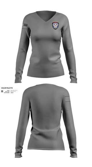 Womens Long Sleeve Vneck Shirt, Cadets, Police, Teamtime, Team time, sublimation, custom sports apparel, team uniforms, spirit wear, spiritwear, sports uniforms, custom shirts, team store, custom team store, fundraiser sports, apparel fundraiser