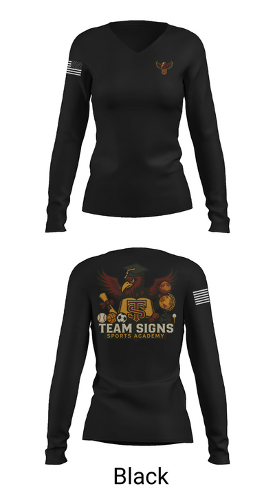 Team Signs Sports Academy 72258111 Women's Long Sleeve V-neck Shirt - 35