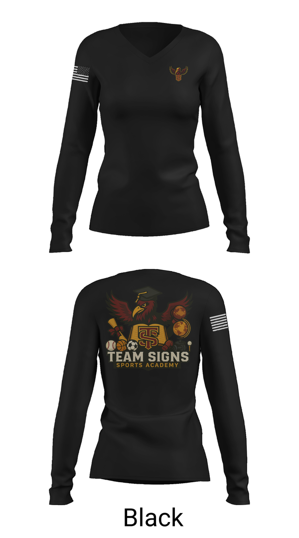 Womens Long Sleeve Vneck Shirt, Team Signs Sports Academy, Men's Basketball, Teamtime, Team time, sublimation, custom sports apparel, team uniforms, spirit wear, spiritwear, sports uniforms, custom shirts, team store, custom team store, fundraiser sports, apparel fundraiser