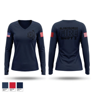 Womens Long Sleeve Vneck Shirt, Shift 2, Fire Department, Teamtime, Team time, sublimation, custom sports apparel, team uniforms, spirit wear, spiritwear, sports uniforms, custom shirts, team store, custom team store, fundraiser sports, apparel fundraiser