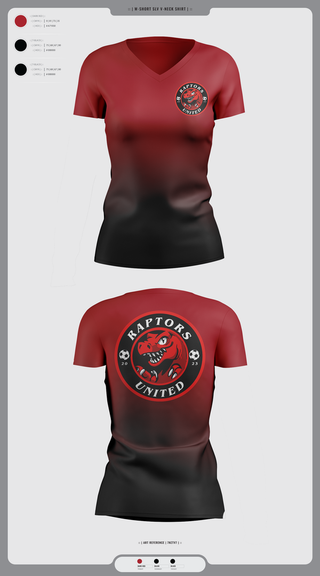 Womens Short Sleeve Vneck Shirt, Raptors United, Men's Soccer, Teamtime, Team time, sublimation, custom sports apparel, team uniforms, spirit wear, spiritwear, sports uniforms, custom shirts, team store, custom team store, fundraiser sports, apparel fundraiser