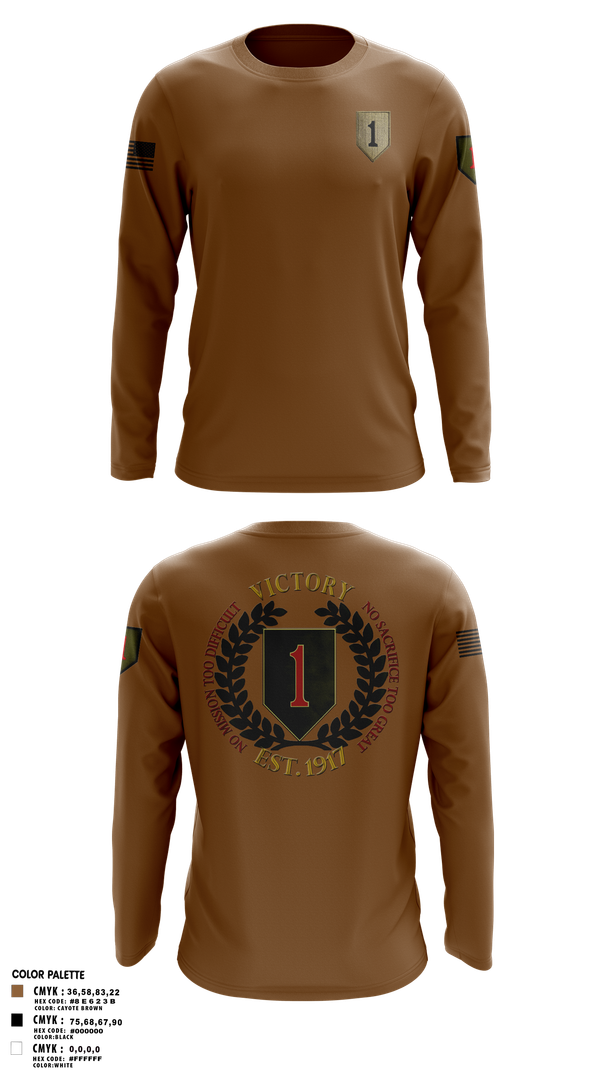 Long Sleeve Performance Shirt, 1st infantry division, , Teamtime, Team time, sublimation, custom sports apparel, team uniforms, spirit wear, spiritwear, sports uniforms, custom shirts, team store, custom team store, fundraiser sports, apparel fundraiser