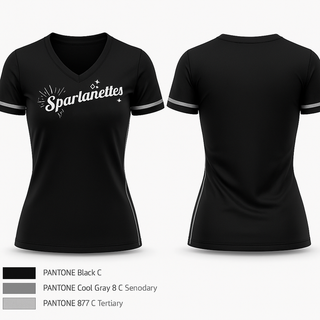 Womens Short Sleeve Vneck Shirt, Shade Spartanettes (not cheer we are dance team), Cheer, Teamtime, Team time, sublimation, custom sports apparel, team uniforms, spirit wear, spiritwear, sports uniforms, custom shirts, team store, custom team store, fundraiser sports, apparel fundraiser