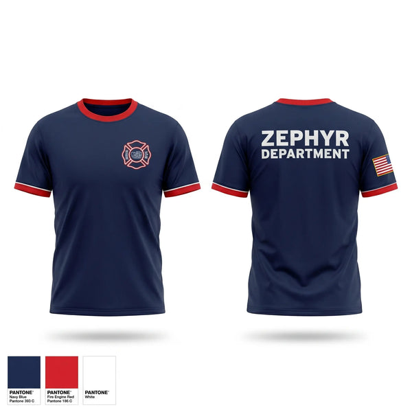 Old School Cotton Feel Shirt, Zephyr Volunteer Fire Department, Fire Department, Teamtime, Team time, sublimation, custom sports apparel, team uniforms, spirit wear, spiritwear, sports uniforms, custom shirts, team store, custom team store, fundraiser sports, apparel fundraiser