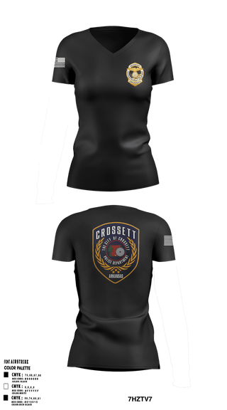 Womens Short Sleeve Vneck Shirt, Crossett Police Department, Police, Teamtime, Team time, sublimation, custom sports apparel, team uniforms, spirit wear, spiritwear, sports uniforms, custom shirts, team store, custom team store, fundraiser sports, apparel fundraiser