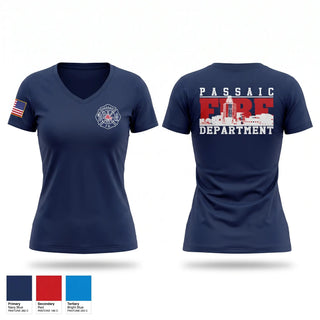 Womens Short Sleeve Vneck Shirt, FMBA Local 13/213 Passaic Fire Department, Fire Department, Teamtime, Team time, sublimation, custom sports apparel, team uniforms, spirit wear, spiritwear, sports uniforms, custom shirts, team store, custom team store, fundraiser sports, apparel fundraiser