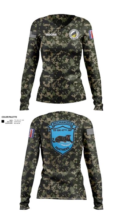 C Co 2-47 197th Infantry Brigade 20243468 Women's Long Sleeve V-neck Shirt - 21