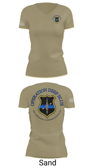 Womens Short Sleeve Vneck Shirt, Operation Deep Blue, , Teamtime, Team time, sublimation, custom sports apparel, team uniforms, spirit wear, spiritwear, sports uniforms, custom shirts, team store, custom team store, fundraiser sports, apparel fundraiser