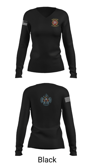 Womens Long Sleeve Vneck Shirt, Station 19, Fire Department, Teamtime, Team time, sublimation, custom sports apparel, team uniforms, spirit wear, spiritwear, sports uniforms, custom shirts, team store, custom team store, fundraiser sports, apparel fundraiser