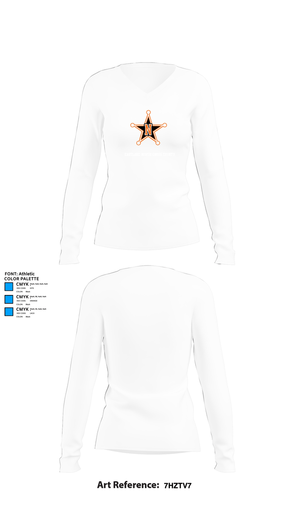 Womens Long Sleeve Vneck Shirt, Eastlake North Cross County, Cross Country, Teamtime, Team time, sublimation, custom sports apparel, team uniforms, spirit wear, spiritwear, sports uniforms, custom shirts, team store, custom team store, fundraiser sports, apparel fundraiser