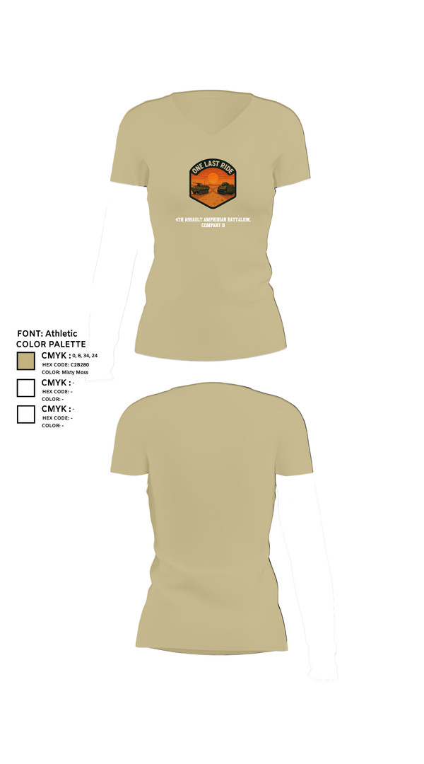 Womens Short Sleeve Vneck Shirt, 4th Assault Amphibian Battalion, Company B, , Teamtime, Team time, sublimation, custom sports apparel, team uniforms, spirit wear, spiritwear, sports uniforms, custom shirts, team store, custom team store, fundraiser sports, apparel fundraiser