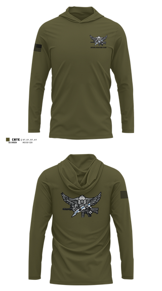 Long Sleeve Performance Shirt with hood, Special Reaction Team, Marines, Teamtime, Team time, sublimation, custom sports apparel, team uniforms, spirit wear, spiritwear, sports uniforms, custom shirts, team store, custom team store, fundraiser sports, apparel fundraiser