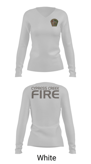 Womens Long Sleeve Vneck Shirt, Cypress Creek WildlandCypress Creek Wildland, Fire Department, Teamtime, Team time, sublimation, custom sports apparel, team uniforms, spirit wear, spiritwear, sports uniforms, custom shirts, team store, custom team store, fundraiser sports, apparel fundraiser