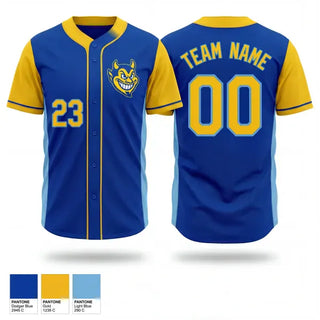 Full Button Baseball Jersey, Falkville Blue Devils, Baseball, Teamtime, Team time, sublimation, custom sports apparel, team uniforms, spirit wear, spiritwear, sports uniforms, custom shirts, team store, custom team store, fundraiser sports, apparel fundraiser