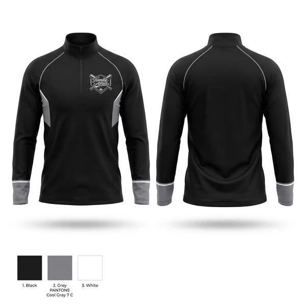 Quarter Zip Jacket, Family affair, Softball, Teamtime, Team time, sublimation, custom sports apparel, team uniforms, spirit wear, spiritwear, sports uniforms, custom shirts, team store, custom team store, fundraiser sports, apparel fundraiser