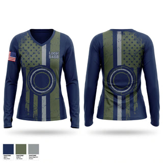 Womens Long Sleeve Vneck Shirt, Local 5468, Fire Department, Teamtime, Team time, sublimation, custom sports apparel, team uniforms, spirit wear, spiritwear, sports uniforms, custom shirts, team store, custom team store, fundraiser sports, apparel fundraiser
