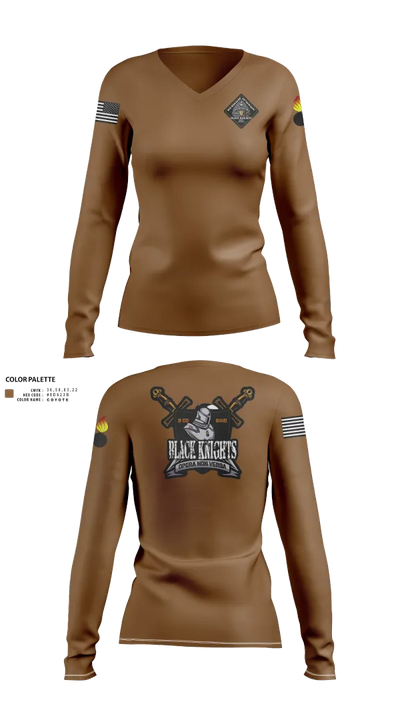 B Co 832nd OD BN 19793865 Women's Long Sleeve V-neck Shirt - 21