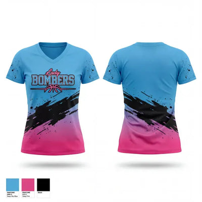 Lady Bombers 96464586 Women's Short Sleeve V-neck Shirt - 1