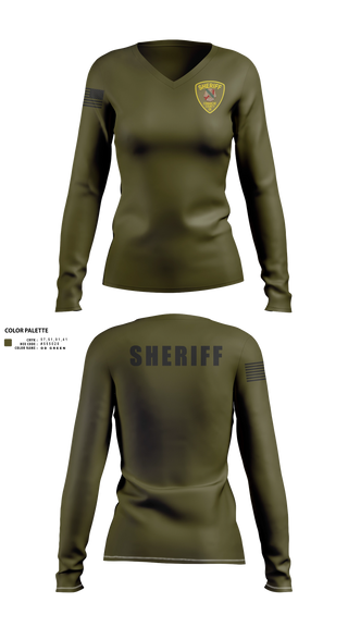 Womens Long Sleeve Vneck Shirt, Comanche County Sheriffs Office, Police, Teamtime, Team time, sublimation, custom sports apparel, team uniforms, spirit wear, spiritwear, sports uniforms, custom shirts, team store, custom team store, fundraiser sports, apparel fundraiser