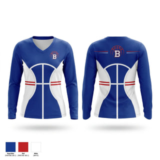 Womens Long Sleeve Vneck Shirt, Burgard Bulldogs, Men's Basketball, Teamtime, Team time, sublimation, custom sports apparel, team uniforms, spirit wear, spiritwear, sports uniforms, custom shirts, team store, custom team store, fundraiser sports, apparel fundraiser