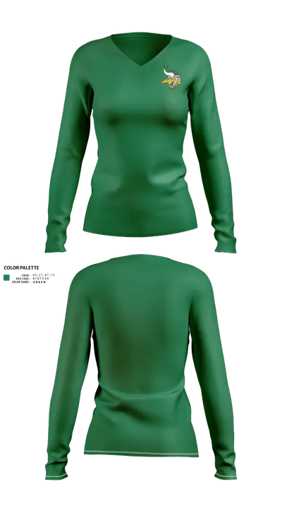 Northland Vikings 87939823 Women's Long Sleeve V-neck Shirt - 22