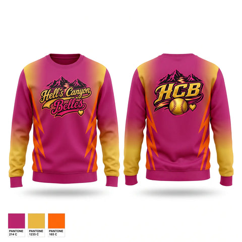 Crew Neck Sweatshirt, Hells Canyon Belles, Softball, Teamtime, Team time, sublimation, custom sports apparel, team uniforms, spirit wear, spiritwear, sports uniforms, custom shirts, team store, custom team store, fundraiser sports, apparel fundraiser