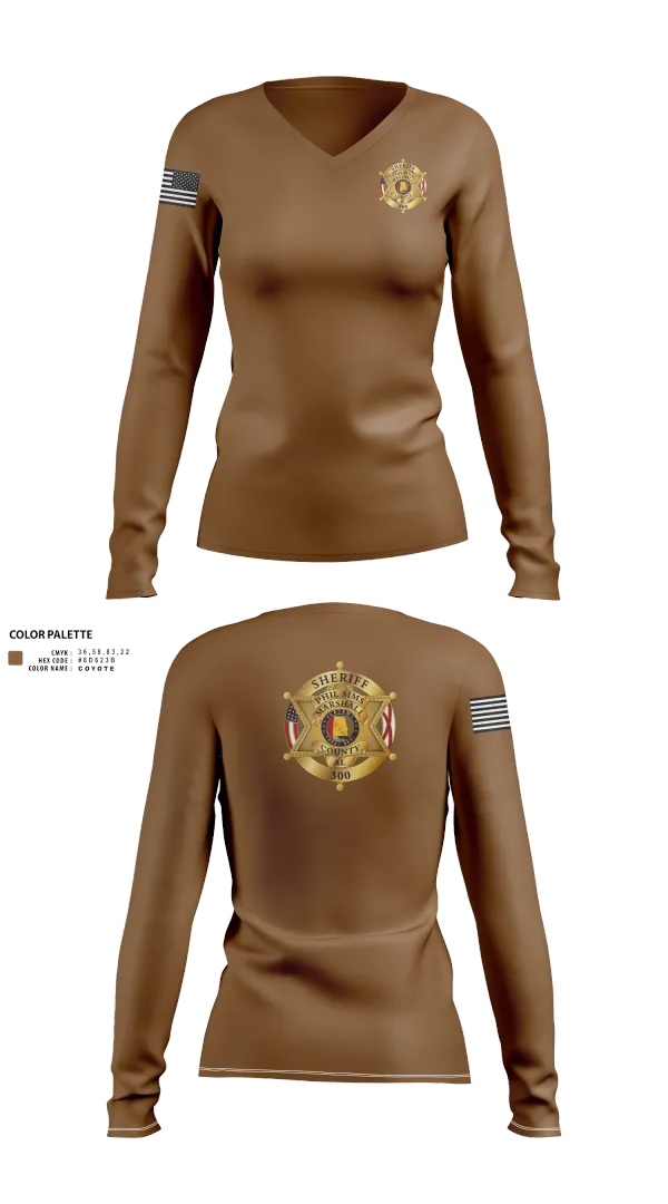 Womens Long Sleeve Vneck Shirt, Marshall county sheriffs office, , Teamtime, Team time, sublimation, custom sports apparel, team uniforms, spirit wear, spiritwear, sports uniforms, custom shirts, team store, custom team store, fundraiser sports, apparel fundraiser