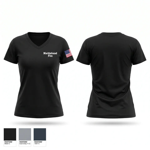 Womens Short Sleeve Vneck Shirt, Marblehead Fire, Fire Department, Teamtime, Team time, sublimation, custom sports apparel, team uniforms, spirit wear, spiritwear, sports uniforms, custom shirts, team store, custom team store, fundraiser sports, apparel fundraiser
