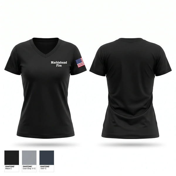 Womens Short Sleeve Vneck Shirt, Marblehead Fire, Fire Department, Teamtime, Team time, sublimation, custom sports apparel, team uniforms, spirit wear, spiritwear, sports uniforms, custom shirts, team store, custom team store, fundraiser sports, apparel fundraiser