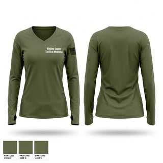 Womens Long Sleeve Vneck Shirt, Whitley County Tactical Medicine, EMS/EMT, Teamtime, Team time, sublimation, custom sports apparel, team uniforms, spirit wear, spiritwear, sports uniforms, custom shirts, team store, custom team store, fundraiser sports, apparel fundraiser