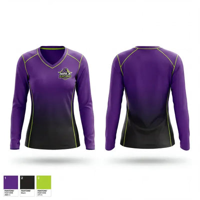 NOLA Black Hawks 6850608 Women's Long Sleeve V-neck Shirt - 1