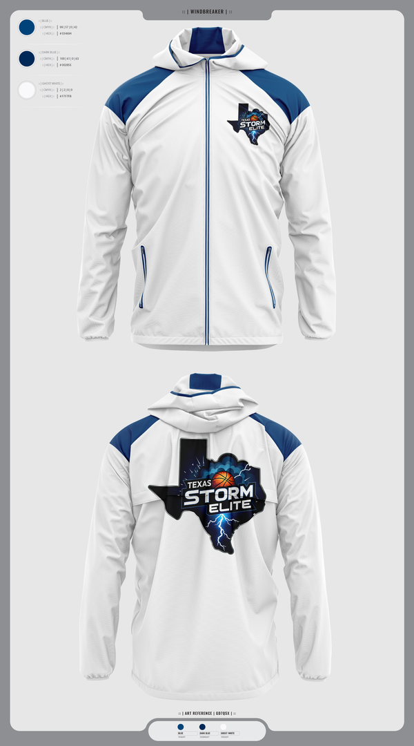 Windbreaker, Texas Storm, Men's Basketball, Teamtime, Team time, sublimation, custom sports apparel, team uniforms, spirit wear, spiritwear, sports uniforms, custom shirts, team store, custom team store, fundraiser sports, apparel fundraiser