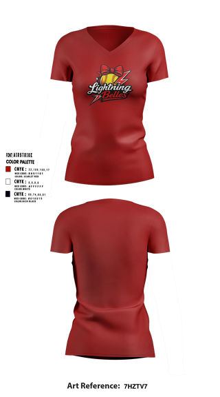 Womens Short Sleeve Vneck Shirt, Bluegrass Lightning Belles, Softball, Teamtime, Team time, sublimation, custom sports apparel, team uniforms, spirit wear, spiritwear, sports uniforms, custom shirts, team store, custom team store, fundraiser sports, apparel fundraiser