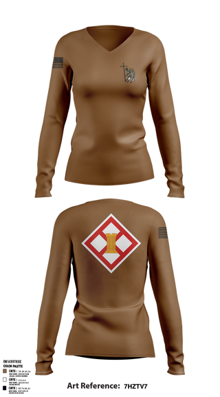 Womens Long Sleeve Vneck Shirt, 441st EN CO 1st PLT, Army, Teamtime, Team time, sublimation, custom sports apparel, team uniforms, spirit wear, spiritwear, sports uniforms, custom shirts, team store, custom team store, fundraiser sports, apparel fundraiser