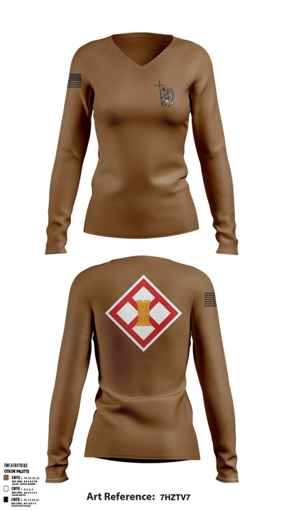 441st EN CO 1st PLT 50627324 Women's Long Sleeve V-neck Shirt - 1