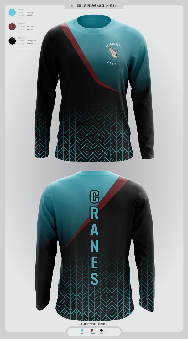 Long Sleeve Performance Shirt, Cranes, Spirit Store, Teamtime, Team time, sublimation, custom sports apparel, team uniforms, spirit wear, spiritwear, sports uniforms, custom shirts, team store, custom team store, fundraiser sports, apparel fundraiser