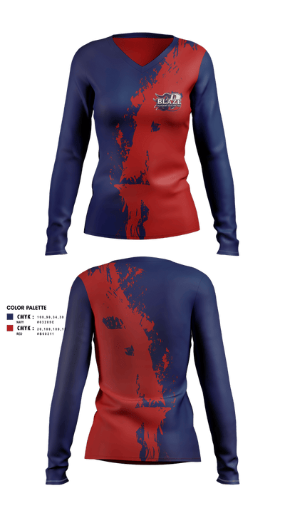 The Blaze Academy STX Fry 10U Women's Long Sleeve V-neck Shirt - 1